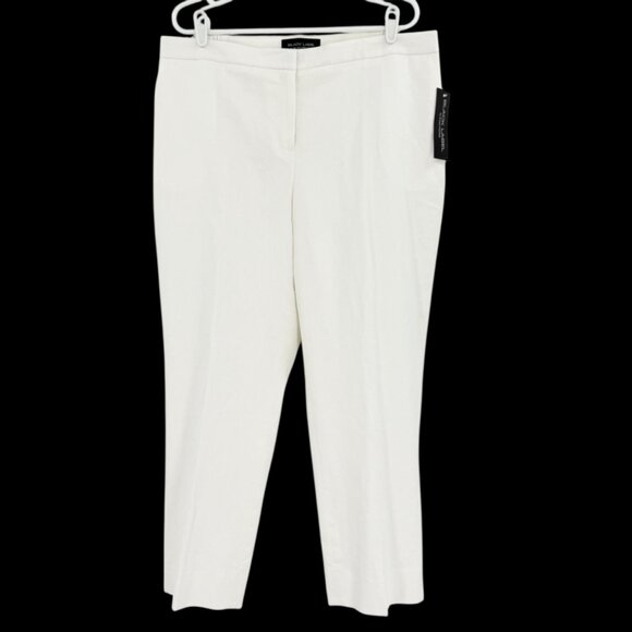 Black Label by Evan-Picone Womens Linen Blend Natural White Crop Pants Sz 16 NWT - Picture 1 of 11